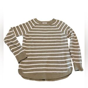 Pink Clover Olive and Cream Striped Sweater